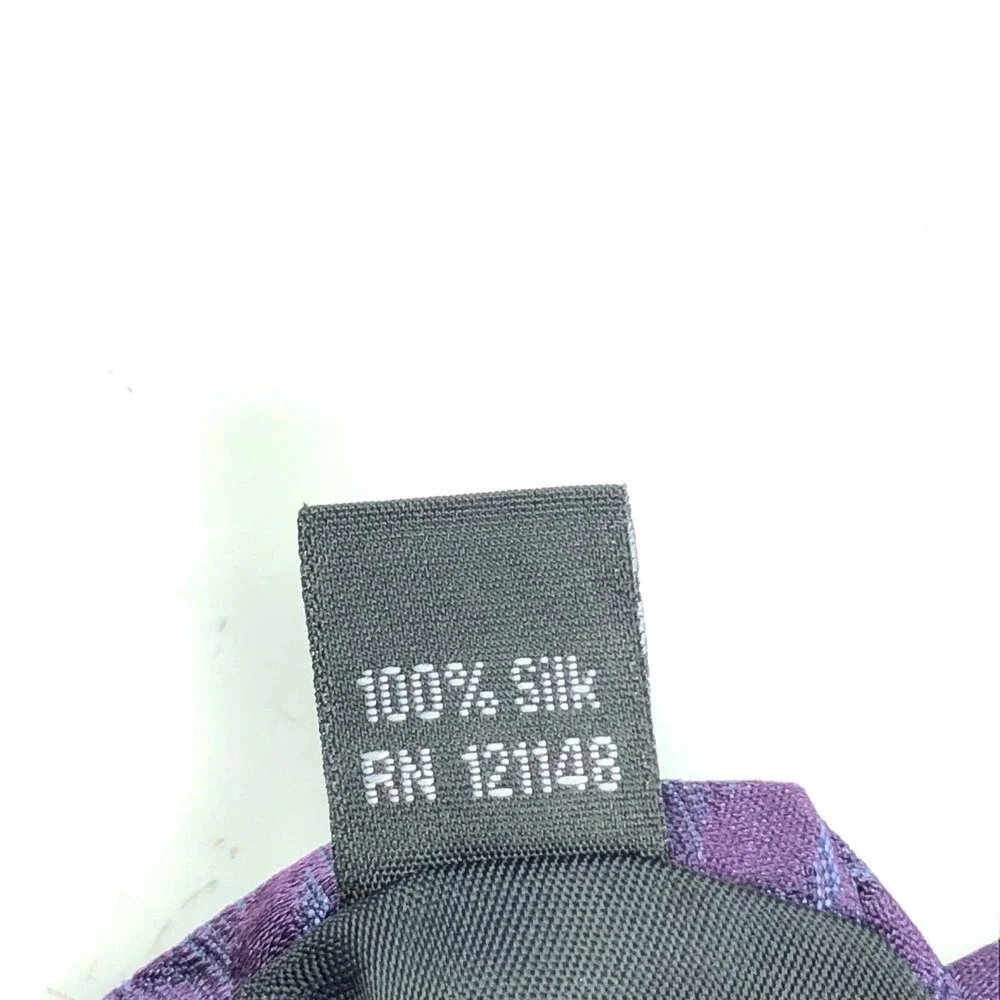 Calvin Klein Men's 100% Silk Purple Plant Leaves Detailed Striped Necktie Tie